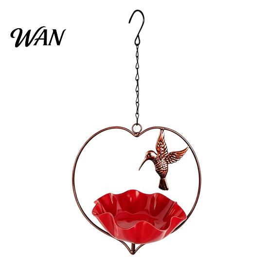 Heart-shaped Bird Feeder Outside Hummingbird Feeder, Weather-proof Metal Butterfly Bath, Bath Hanging Feeding Bowl for Outdoor Garden Patio Yard