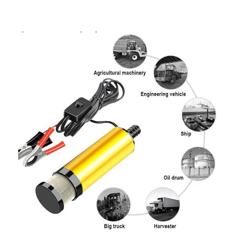 DC 12V 24V 38mm DC Electric Submersible Oil Water Pump Clip Mini For Diesel Aluminum Alloy Shell 12L/min Fuel Transfer Pumping
