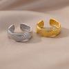 18k Gold Plated Men's Adjustable Geometric Stainless Steel Ring - Korean Style