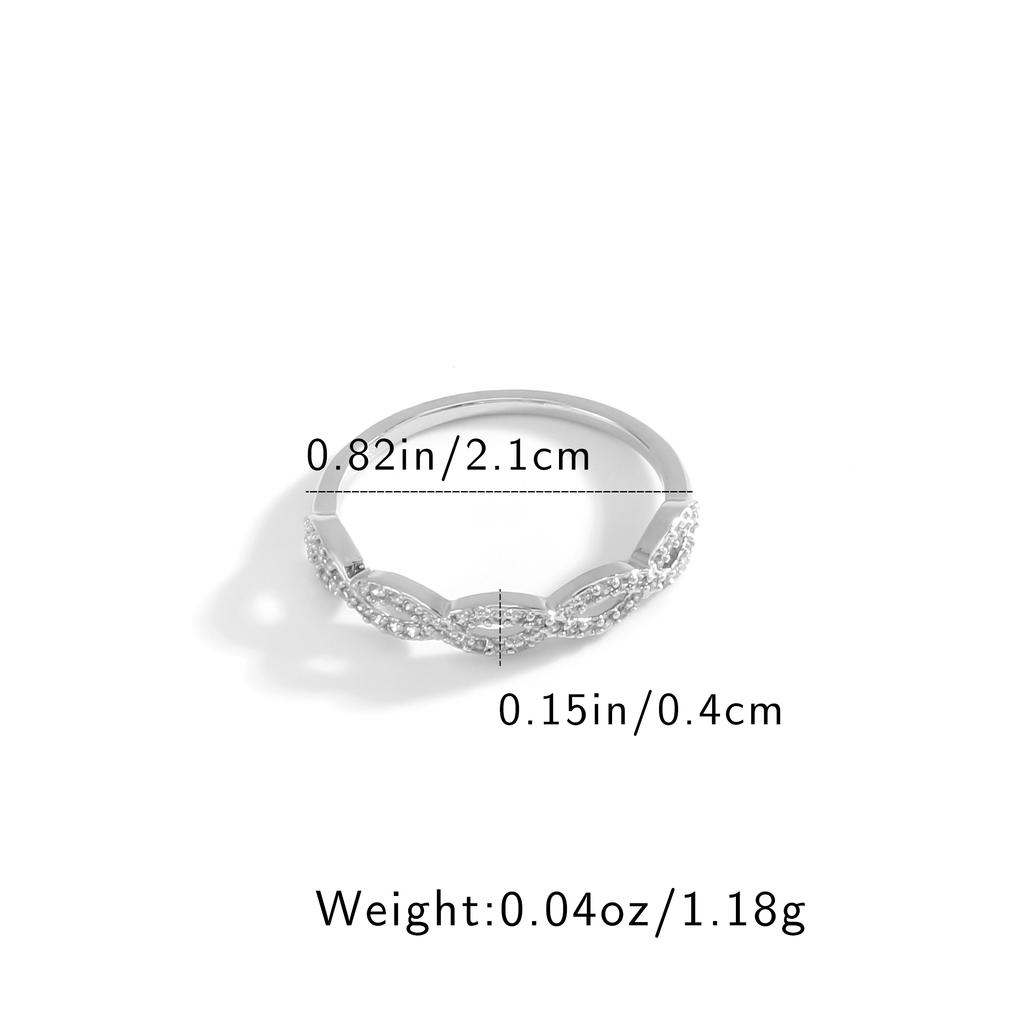 Silvery Plated Infinity Loop Synthetic Cubic Zirconia Ring for Women Minimalist Stackable Jewelry Gift