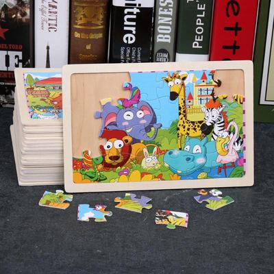 24-Piece Wooden Cartoon Puzzle Toy for Toddlers - Educational Jigsaw for Boys and Girls