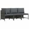 313505 vidaXL Garden Lounge Set 3 Pcs with Cushions Wicker Resin Grey