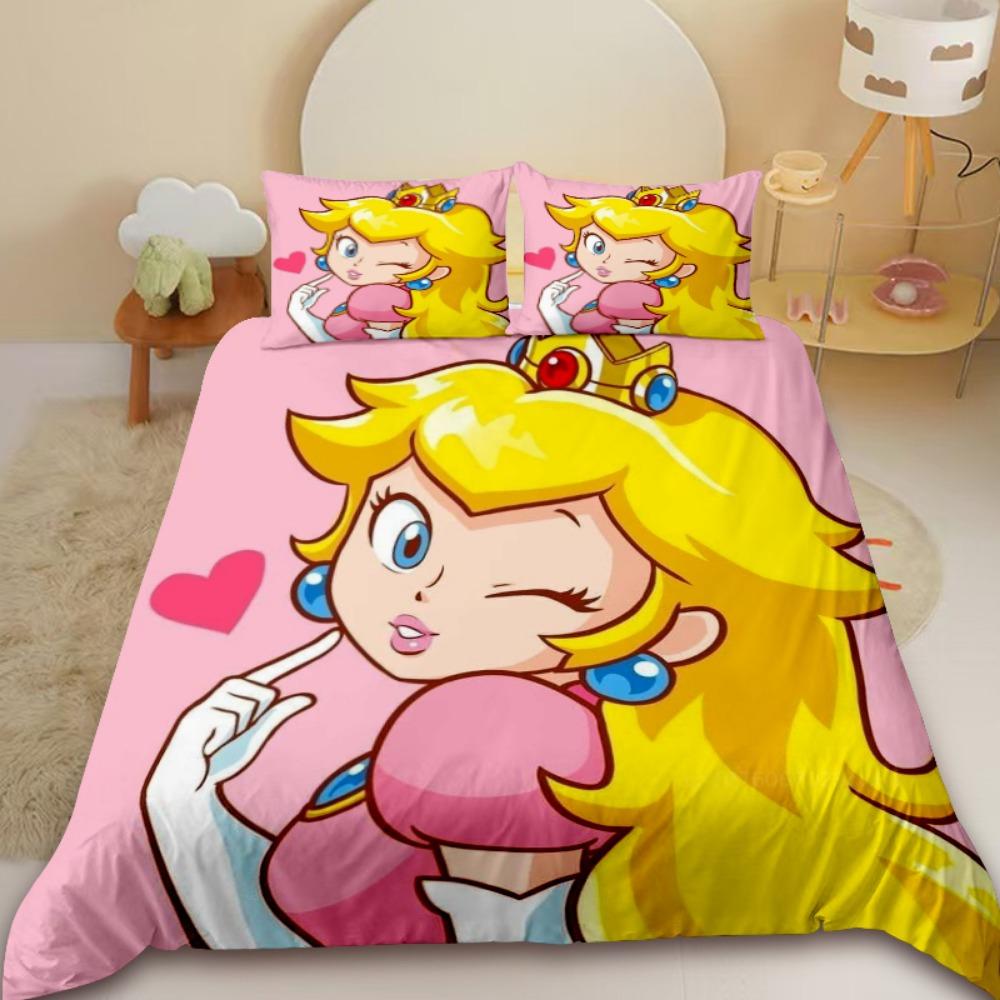 Kids Duvet Cover Princess Peach Anime Bedroom Decoration Comforter Covers Gift Queen King Full Size Teens Girl Best Gifts