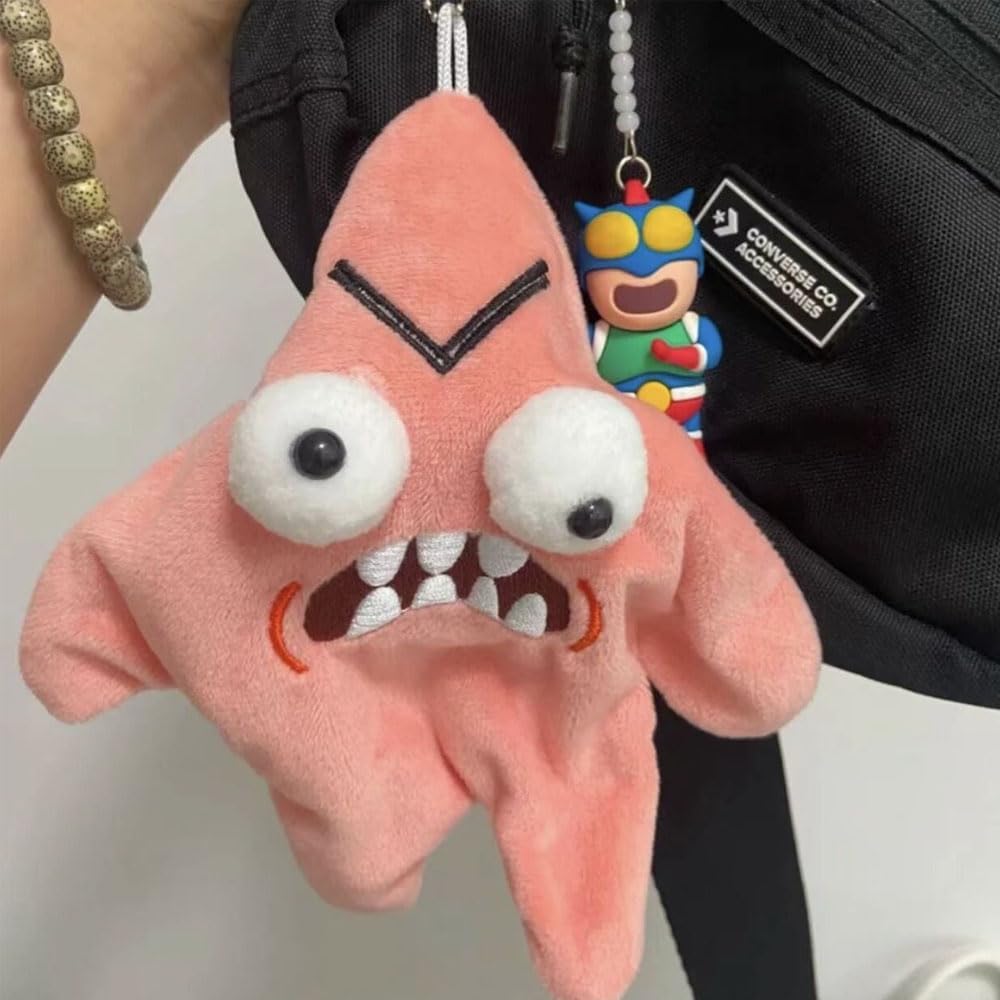 Angry Starfish Plush Toy, Moving Angry Starfish Keychain Mascot, Fun Stress Reliever, Starfish Stuffed Animal, Hanging Toy, Cute Shooting Star, Cute