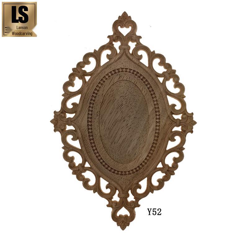 

European Style Wooden Door with Oval Inlay and Round Floral Carving Y52 Style 19*13cm (58g)