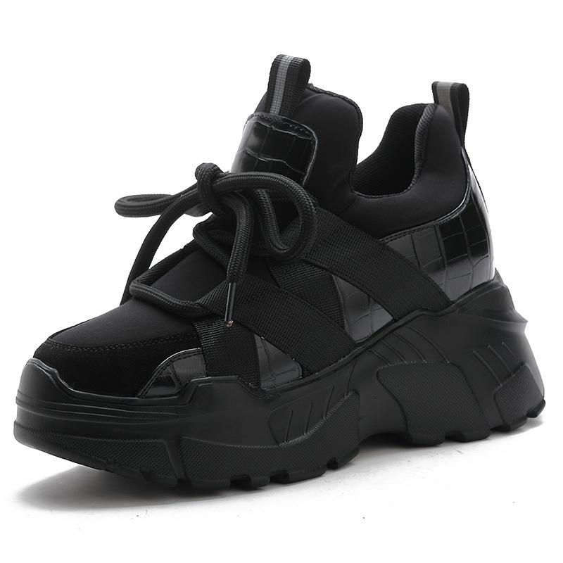 

Модные 8 см Новая Натуральная Кожа Летние Полые Воздушная Сетка Платформа Танкетка Массивные Кроссовки Новые 2025 Осень Весна Мода Повседневная Обувь 39 чёрный