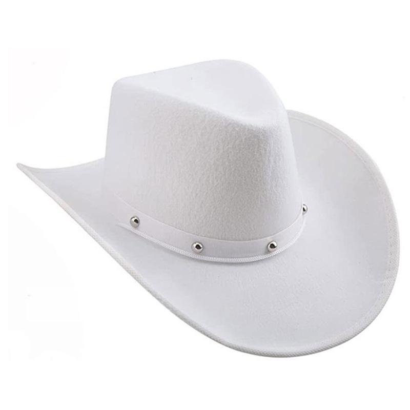 Western Costume Hat Studs Accent White Pink Soft For Festivals Camping