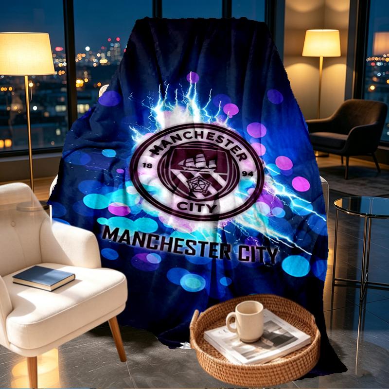 Manchester City FC Print Blanket - Soft & Comfortable, for Bedroom, Travel, Sofa, Home Decoration - Birthday Christmas Gift for Friend