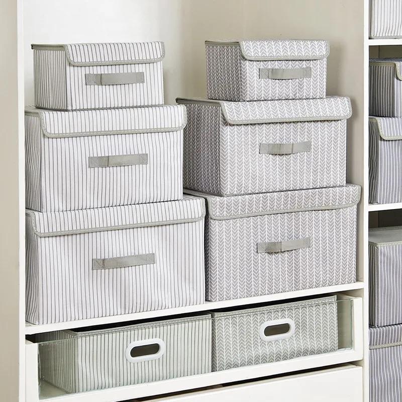 Large Cube Non-Woven Folding Storage Box - Lid Included, Organizer for Toys In Bedroom, Closet & Nursery