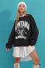 Women's Sweatshirt New Season Fashion Black Hooded Letter Printed College Sweatshirt with Fleece Inside