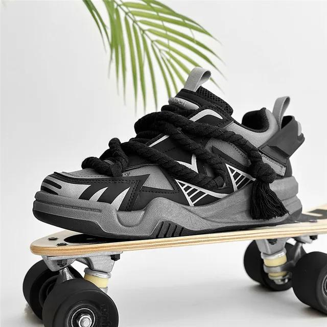 Tendência Designer Sapatos Laranja Para Homens 2024 Moda Masculina Casual Tênis Streetwear Plataforma Skate Sapatos Homens Sapatos Hip Hop