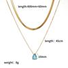 Trendy Fashion Color Zircon 18K Gold Plated Stainless Steel Water Drop Birthstone Pendant Stacked Collarbone Necklace for Women