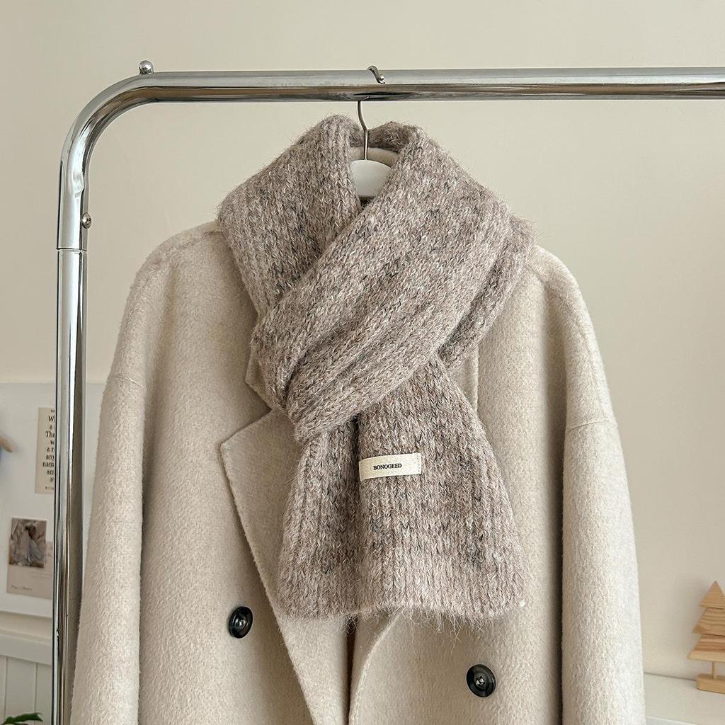 Women's High-End Blue Wool Scarf: Versatile Winter Fashion, Warm Snood, Korean Style Trend