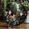 Vintage Cat Metal Wall Art 8x8 Inch Round Aluminum Sign For Home Decor Halloween Christmas