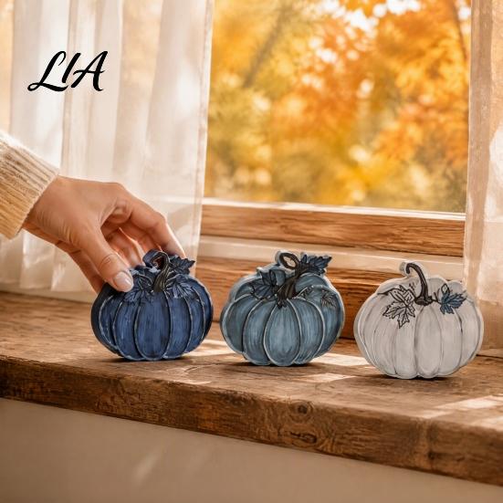 Wooden Harvest Decorations 3Pcs Pumpkin Table Decorations, Vintage Block Signs, Tabletop Ornaments Autumn Tiered Tray Decor for Thanksgiving Farmhouse