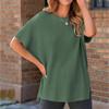 Women's Fashionable Casual Loose Color Pullover Knit T,shirt Women's Drop Shoulder Short Sleeve Top