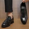 Loafers Men PU Stone Pattern Low Heel Cover with Pointed Business Dress Shoes Anti Slip Classic Men's Shoes Large Sizes 38-48