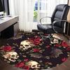 1pc Skull Roses Bats Pattern Office Round Rug, Carpet for Office, Gaming, Lightweight Round Floor Mat Yy260208090