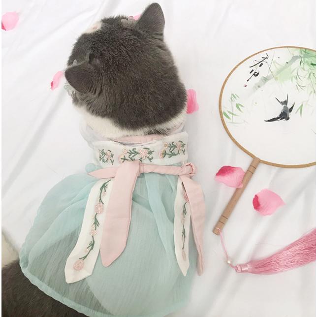 Pet Chinese Clothing Dog Summer Dress Thin Teddy Puppy Clothes Chinese Style Pet Skirt Ancient Style Cat Shirt Pet Costume