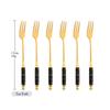 6pcs White Gold Dessert Vegetable Fruit Forks Stainless Steel Cutlery Ceramic Handle Dessert Cake Fork Dinnerware Set