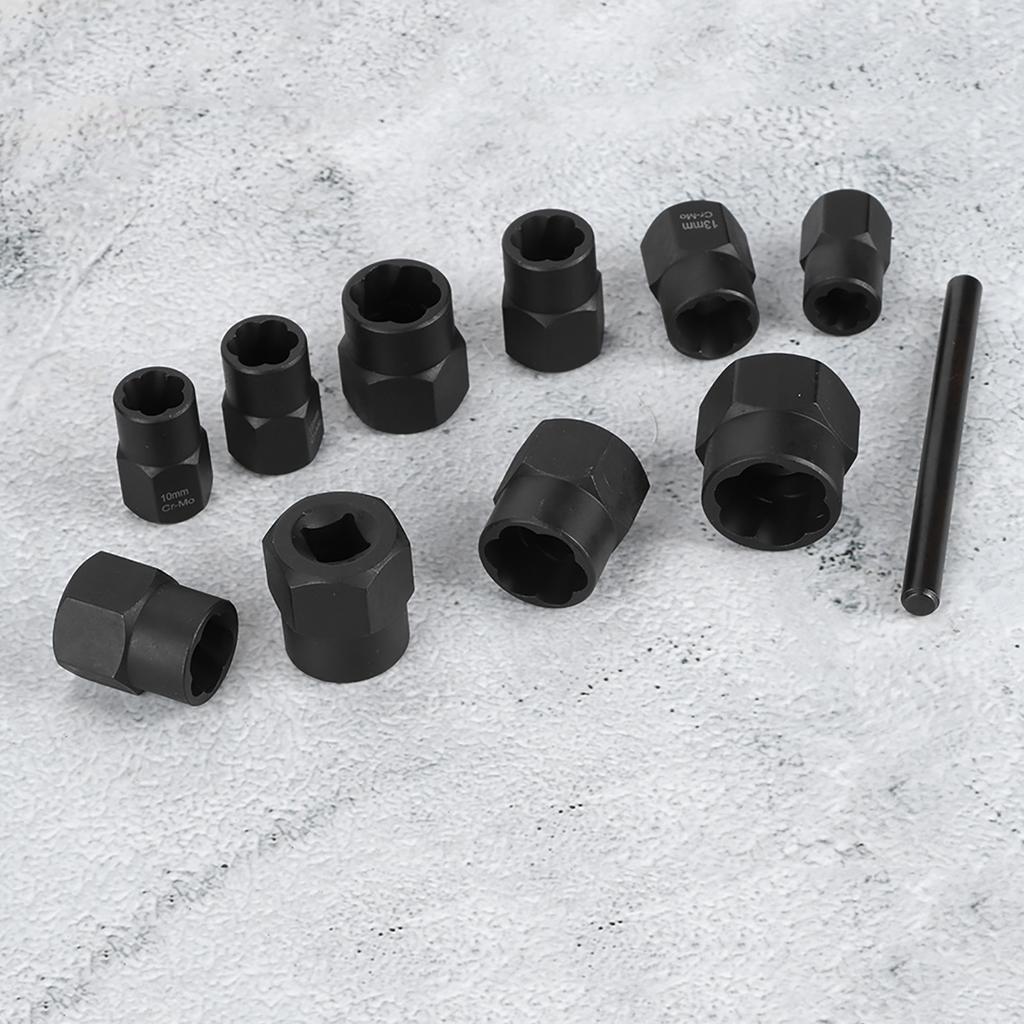 11pcs set Damaged Nut Lock Remover 3 8in Drive Size Twist Socket Straight Bar Set
