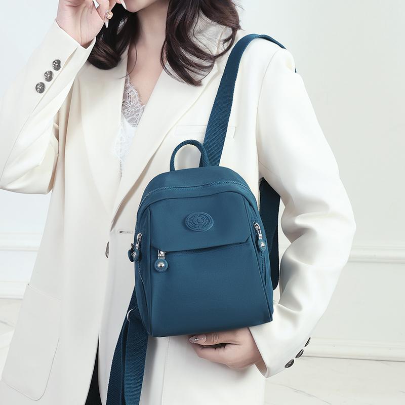 Women's Backpack Solid Color Schoolbag Nylon Travel Bag Shell Backpack