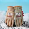 Children's Warm Gloves for Autumn and Winter  Five Fingered Fleece for Cold Protection Cute Cartoon  Student Outdoor Snow Play Ollie Fleece Gloves