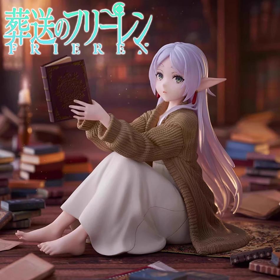 Desktop Adorable Frieren Beyond Journey's End Anime Model Toys PVC Reading Action Figure Model Collection Decor Frieren Action Doll
