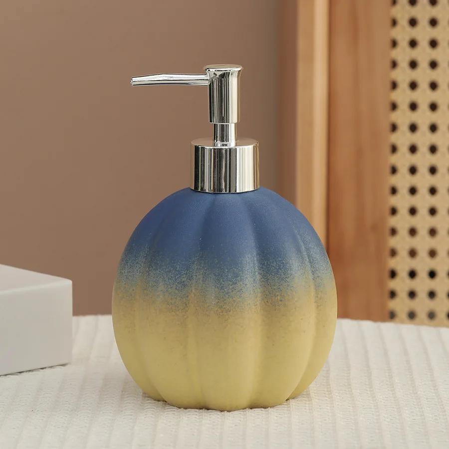 Pumpkin Ceramic Hand Soap Dispenser Bottle for Hotel Bathrooms Multi-Functional Storage Bottle for Shampoo and Body Wash At Home
