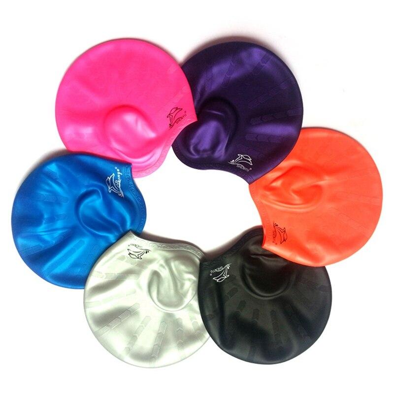 Erwachsene Badekappen Männer Frauen Langes Haar Wasserdicht Schwimmen Pool Kappe Ohr Schützen Große Natacion Silikon Taucher Hut