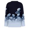 Women's Fashion Casual Slit Hem Round Neck Long Sleeve Loose Printed T-Shirt Ladies Top