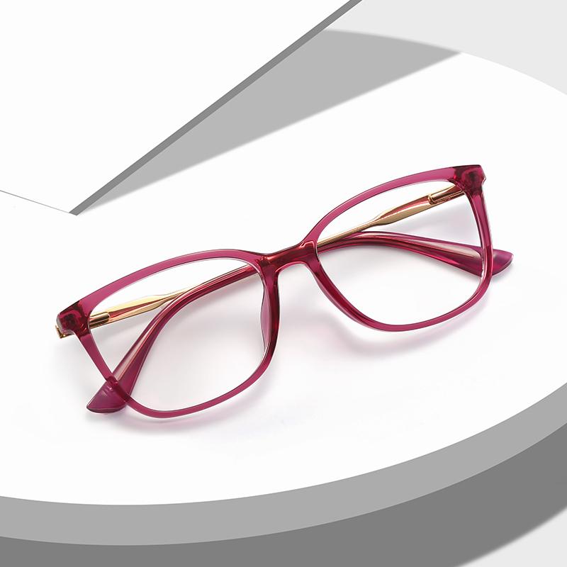 TR90 Metal Square Prescription Glasses Frames for Women Pink Eyewear