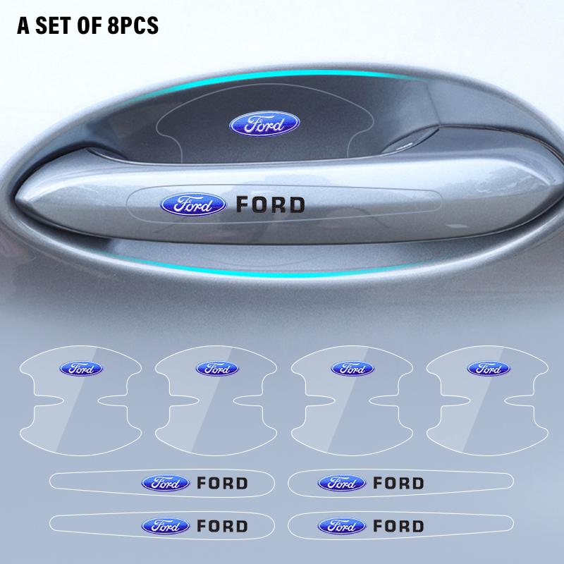 ZOZU8 4/8 PCS Car Door Handle Cup Protector Stickers Protection Film Accessories Ford Focus Fiesta Ranger Mondeo S-MAX Kuga Mustang
