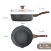 SENSARTE Deep Frying Pan, 28cm, with Lid, Marble Coat, Induction/Gas Compatible, Stir-Fry Pan, Non-Stick, Easy to Clean, Wok, Non-Stick, High Heat Eff