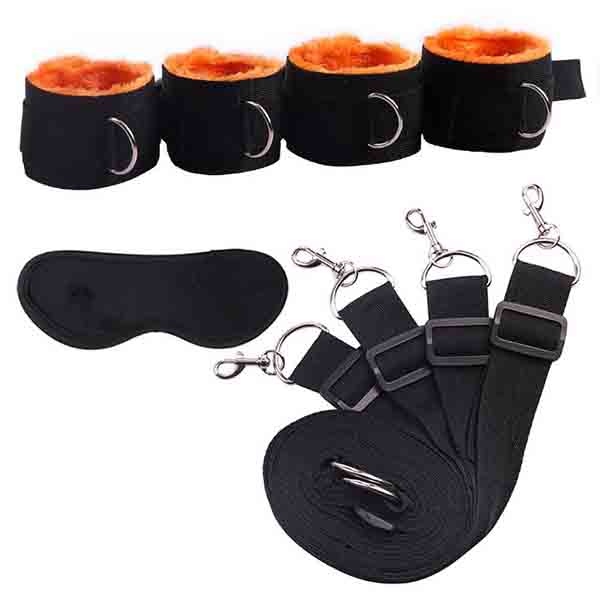Sex Toys For Woman Men BDSM Bondage Set Under Bed Erotic Restraint Handcuffs & Ankle Cuffs & Eye Mask Adults Games for Couples