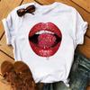 Fashion Lips Print Women T Shirt Casual Short Sleeve O Neck Loose Women Tshirt Ladies Tee Shirt Tops Clothes Camisetas Mujer