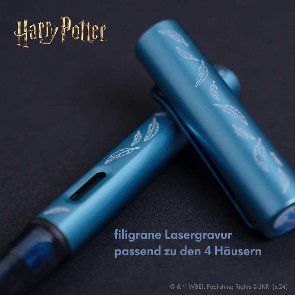LAMY Harry Potter Set Special Edition Fountain Pen with House Engraving Steel Medium Size Lightweight Aluminum Body Includes LAMY T10 Blue Cartridge