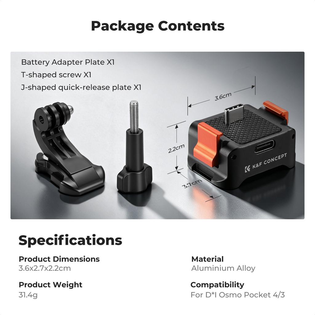 K&F CONCEPT Expansion Accessories for DJI Osmo Pocket 4/Pocket 3 Camera Screen Protector/Light/Case/Cage/Bag/Mount/Box Optional