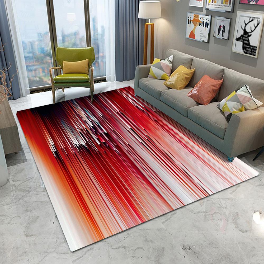 Abstract Geometric Pattern Floor Mat Various Styles with Colorful Stripes and Radial Shapes NonSlip Rug for Home Decor