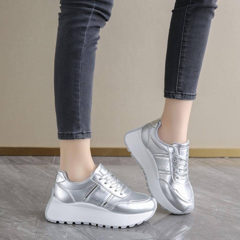 Fashion Silvery Woman's Vulcanized Shoes Spring Autumn Luxury Brand Women Casual Shoes Sneakers Walking Footwear Tennis Zapatos De Mujer