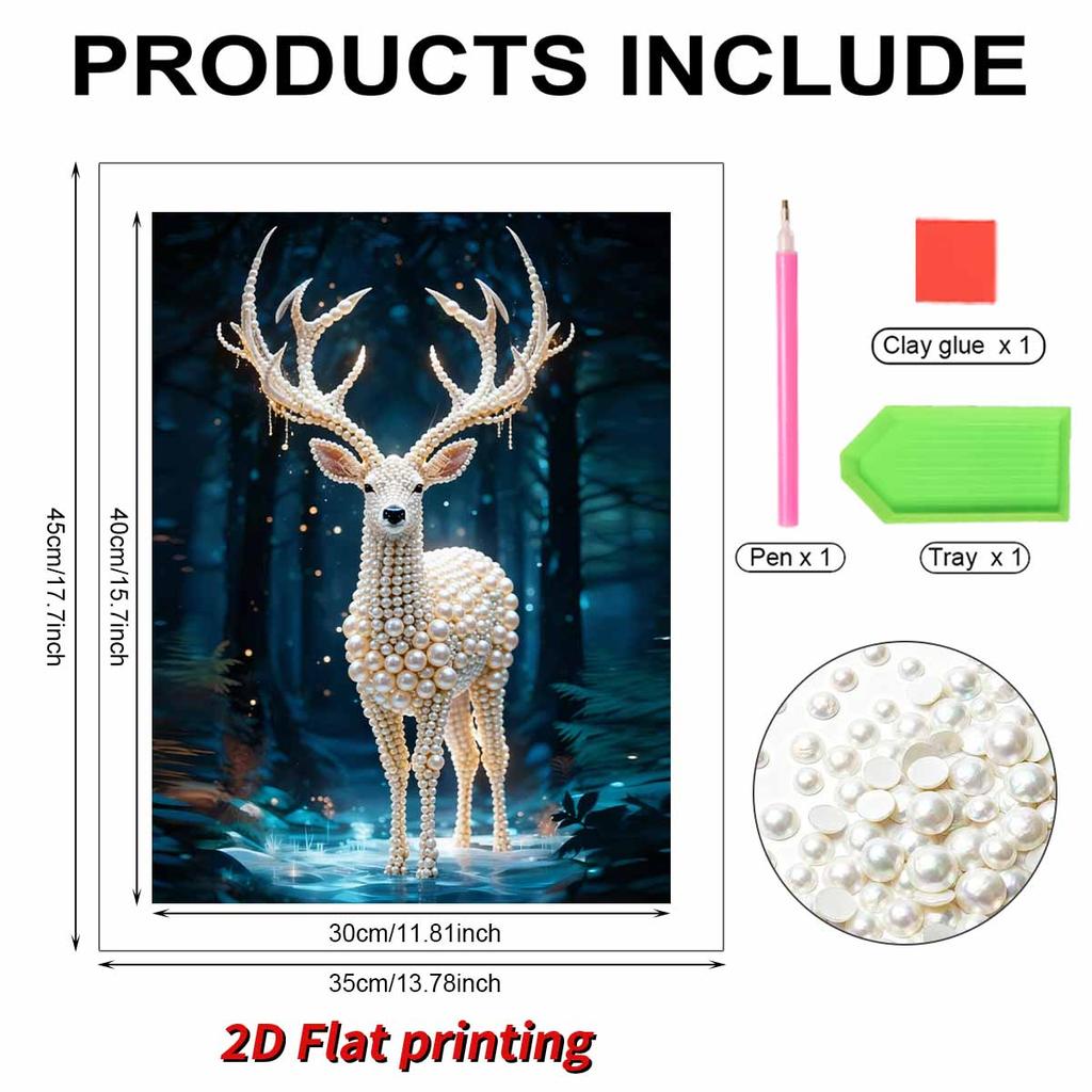 DIY Pearl Painting Set Little Deer Pattern Home Decoration Handmade Sticky Diamond Creative Canvas Pearl Art Painting Crafts Perfect Gift