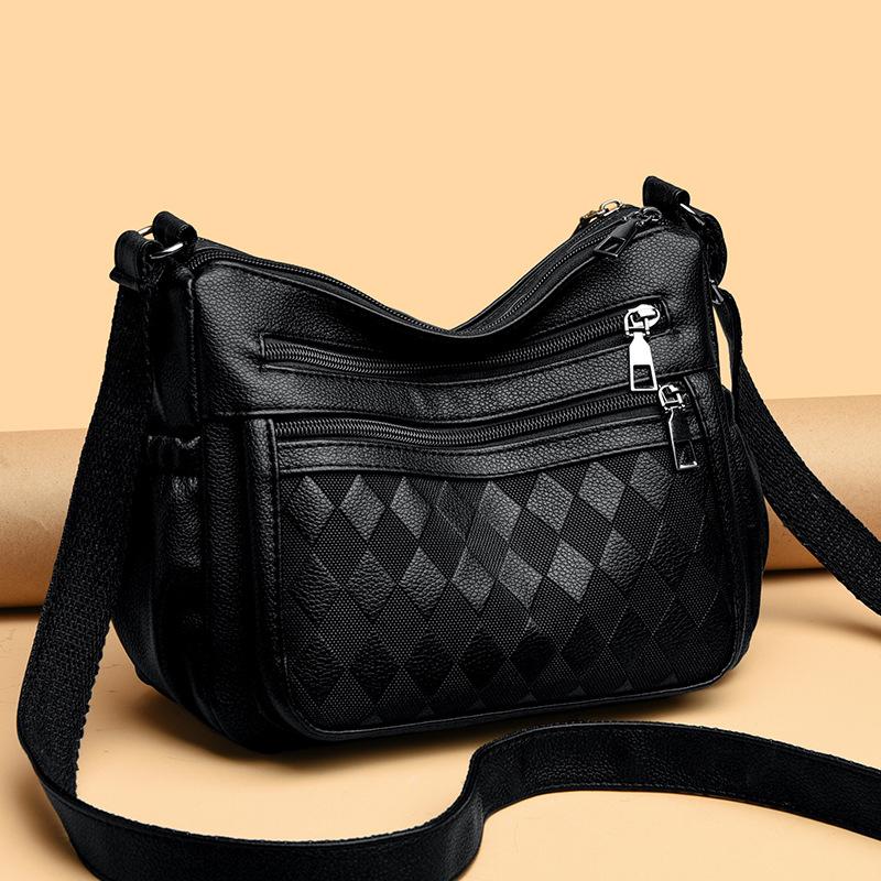 

Fashionable PU Leather Shoulder Bag for Women Large Capacity Multi-Layer Crossbody Bag for Daily Use чёрный