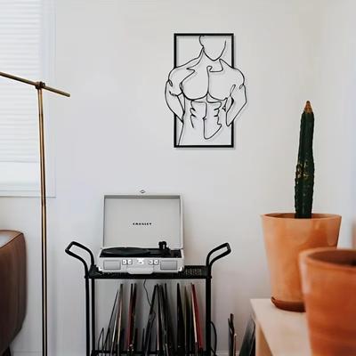 Abstrakte Muskelmann Wandkunst, Metall Wandschild, Ästhetische Wanddekoration Retro Metall Hängeornament, Bar Küche Kaffee Schild