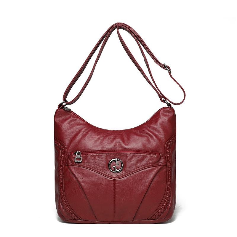 

New trendy mother portable shoulder backpack large capacity fashion simple oblique span bag красный