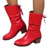Pointed Mid-tube Women's Boots Autumn and Winter New Mid-heel Back Lace-up Knight Boots Women
