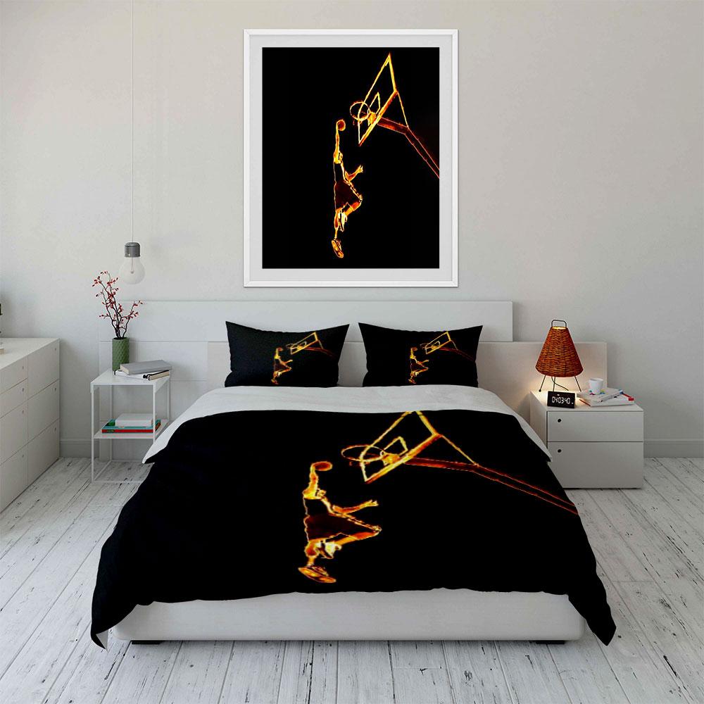 Basketball Themed Sports Artwork Poster Multiple Sizes Kid'S And Adults' Bedroom Exquisite 3Pc Bedding Set, Gift