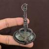 Natural Moss Prehnite Stone Handmade Copper Wire Wrap Guitar Pendant 3.1" J4k58