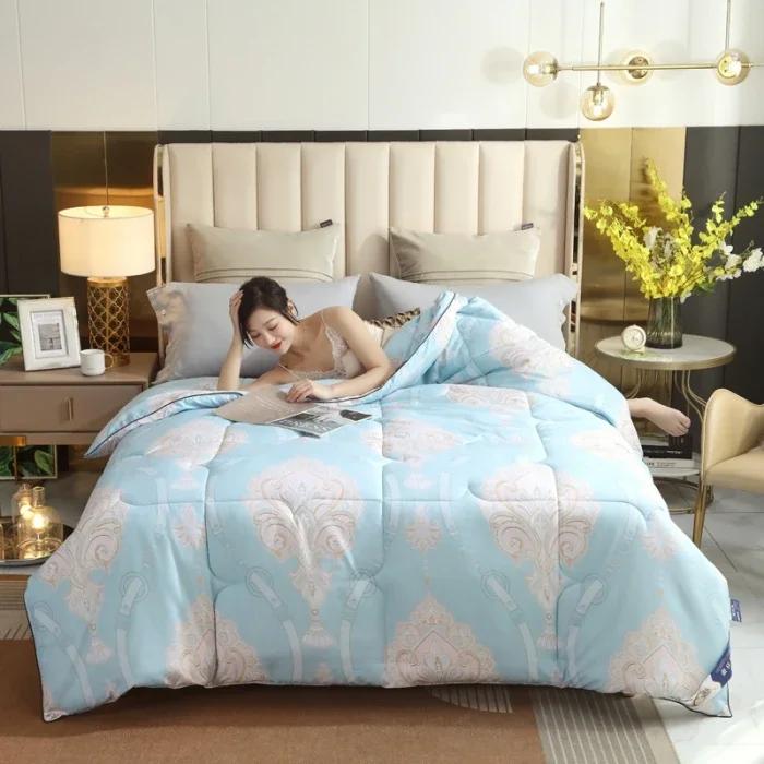 2025 cotton printed silk quilt mulberry silk spring and autumn quilt thickened winter quilt universal in all seasons