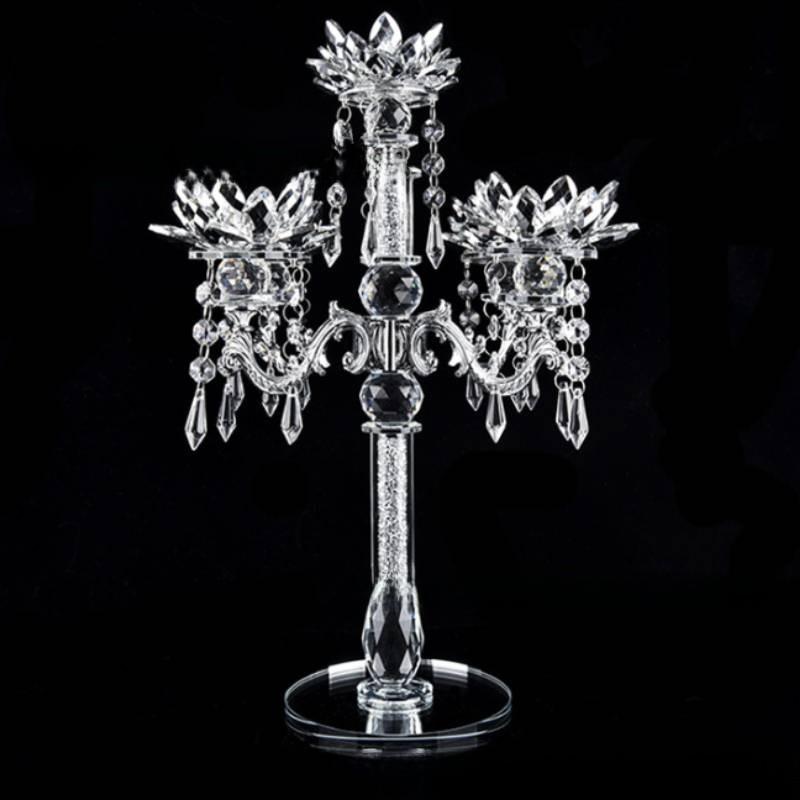 Artificial Sparkling Crystal Candle Holder Lotus Design For Daily Decor Home