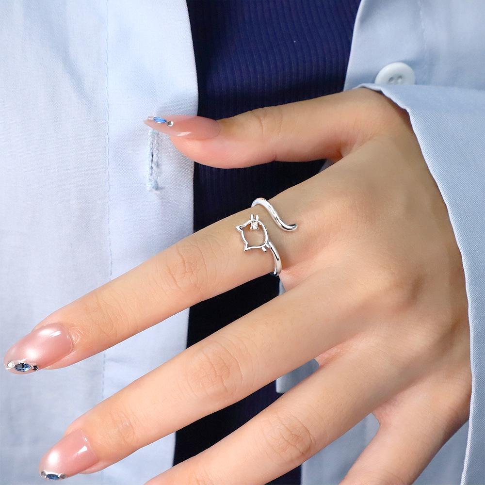 Exquisite Gold Open Ring: Japanese & Korean Style, Diamond-Studded Thin Band, Stackable & Elegant Finger Jewelry